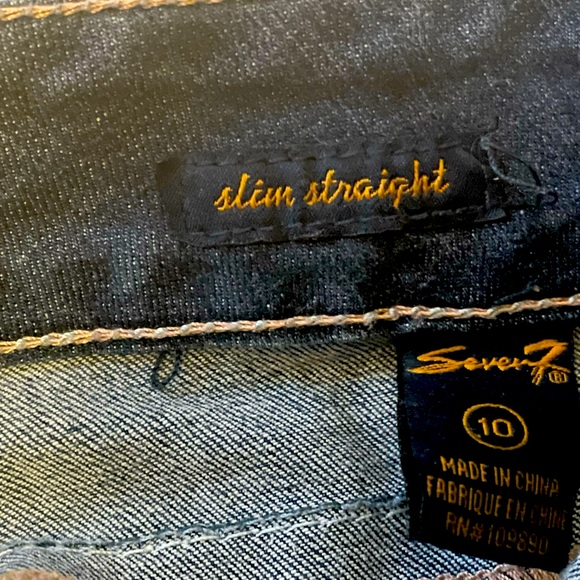 Seven for seven distressed rhinestone jeans slim straight size 10 - Picture 2 of 4